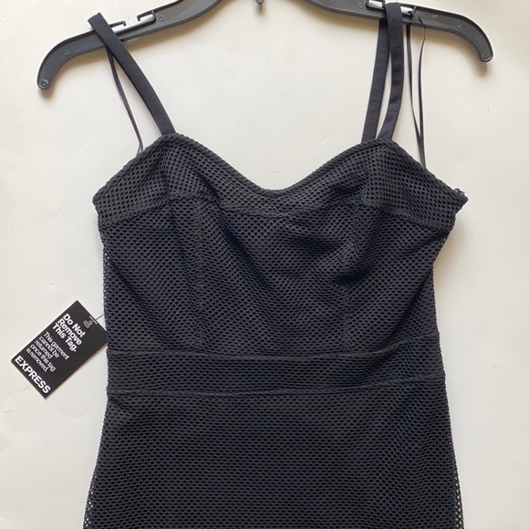 EXPRESS mesh overlay midi dress - Picture 2 of 12